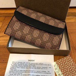 NEW! Japanese Inden Brown Deerskin Handmade Lacquered Textured CC Wallet